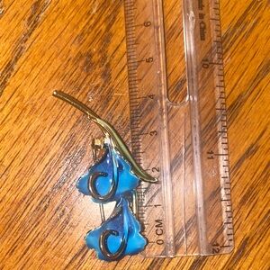 Blue and Gold Leaf Brooch